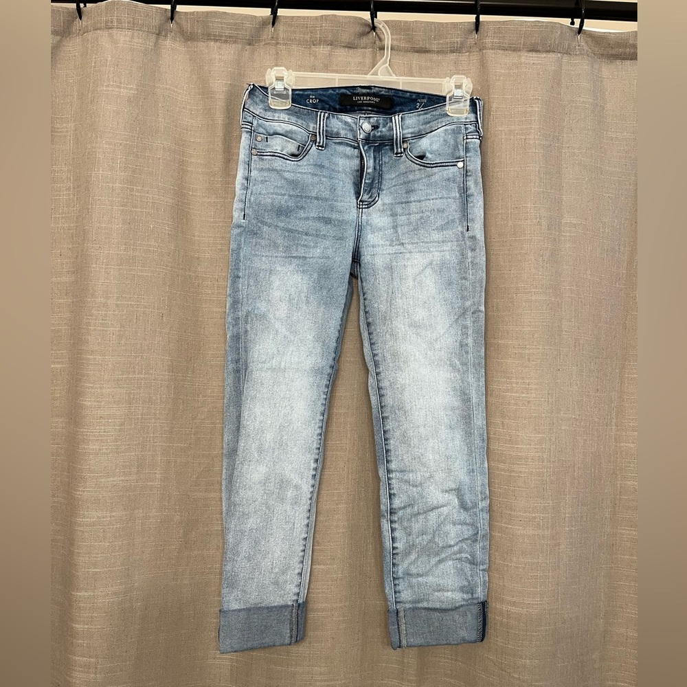 Liverpool Charlie Crop Wide Rolled Cuff Jean